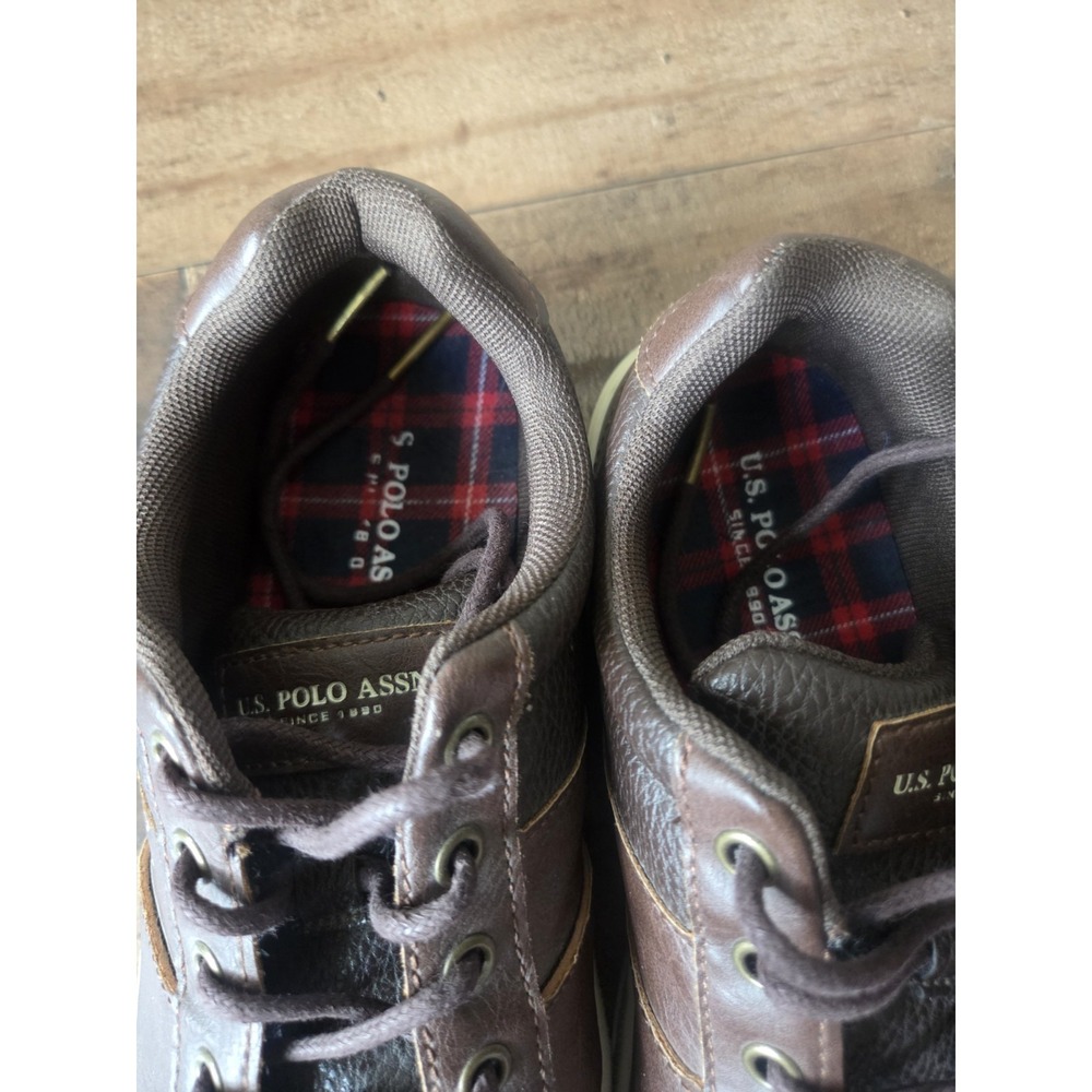 U.S. Polo Assn. Boys Sz 3.5 Children Casual Lace Up Shoes Dark Brown Logo - Picture 4 of 7